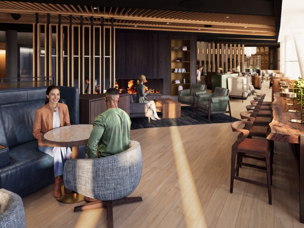 Rendering of Alaska Airlines new lounge at SEA.