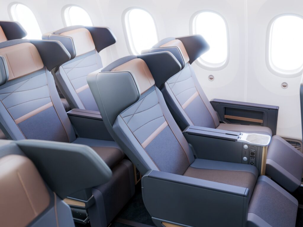 Rendering of Alaska Airlines new premium economy cabins.