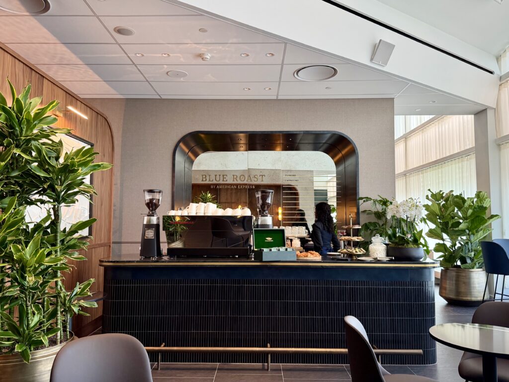 Coffee bar at the Amex Centurion Lounge AMS.