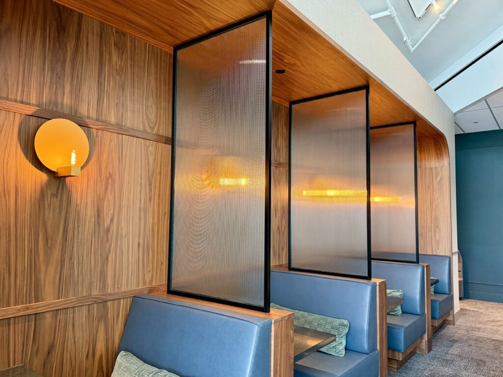 Seating at the Amex Centurion Lounge AMS.