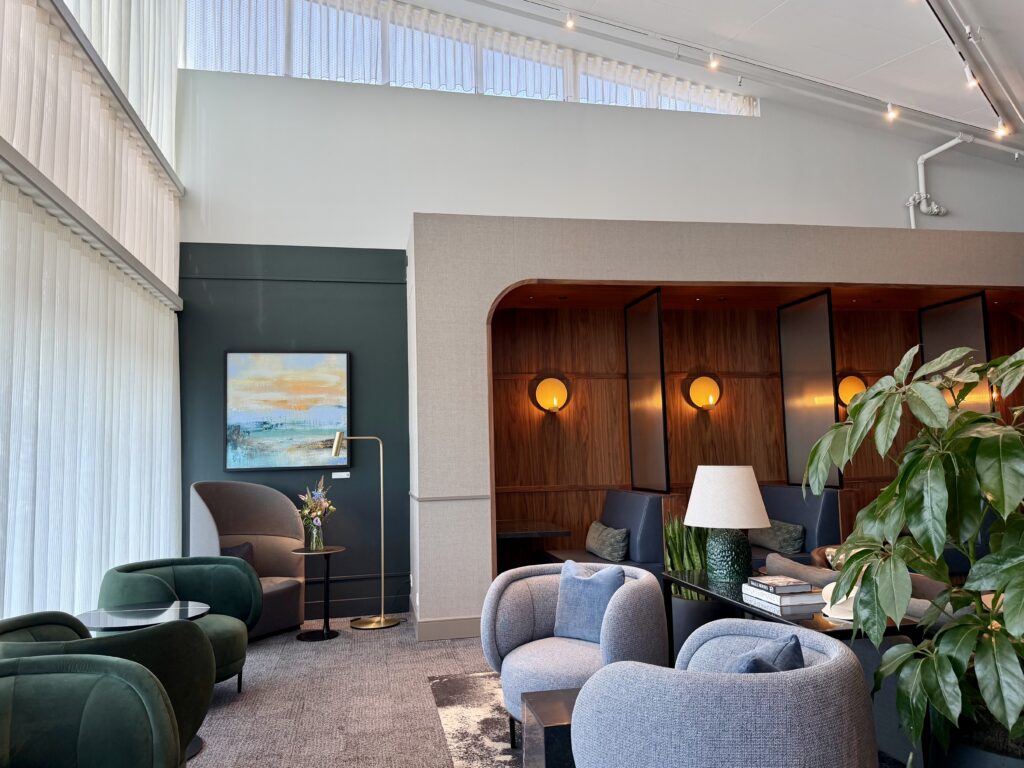 Seating at the Amex Centurion Lounge AMS.