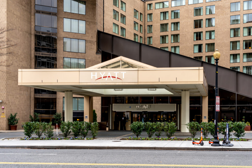 Entrance of Hyatt Regency Washington on Capitol Hill.
