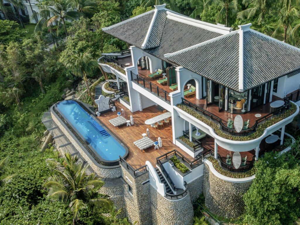Aerial view of the InterContinental Danang Sun Peninsula Resort.