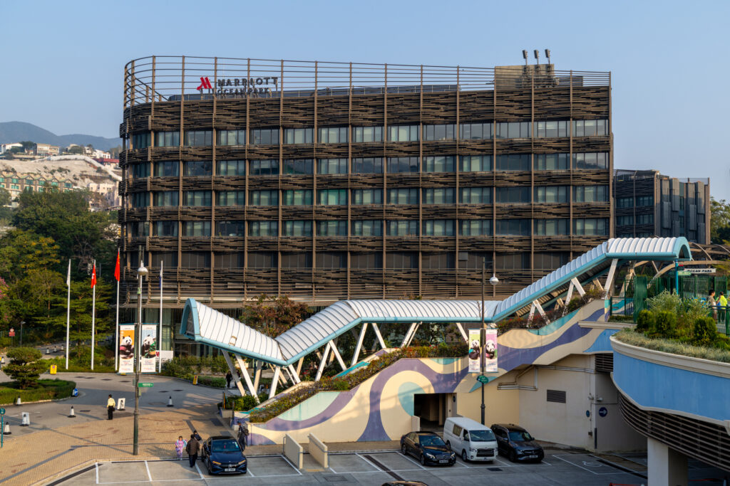 Hong Kong - January 27, 2026 : General view of the Hong Kong Ocean Park Marriott Hotel in Hong Kong.