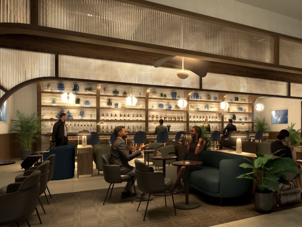 Rendering of the expanded Amex Centurion Lounge at IAH.