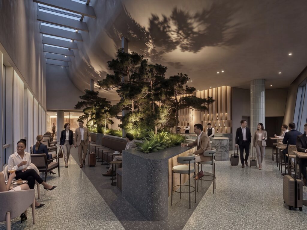 Rendering of the new Amex Centurion Lounge at EWR.