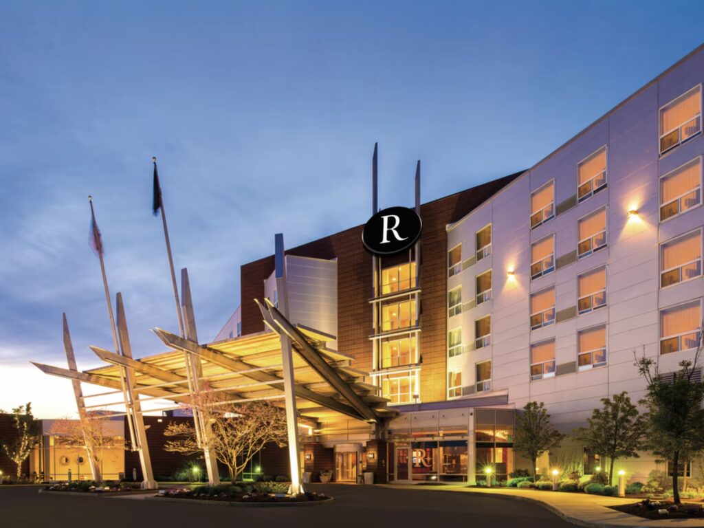 Exterior of the Renaissance Boston Patriot Place Hotel.