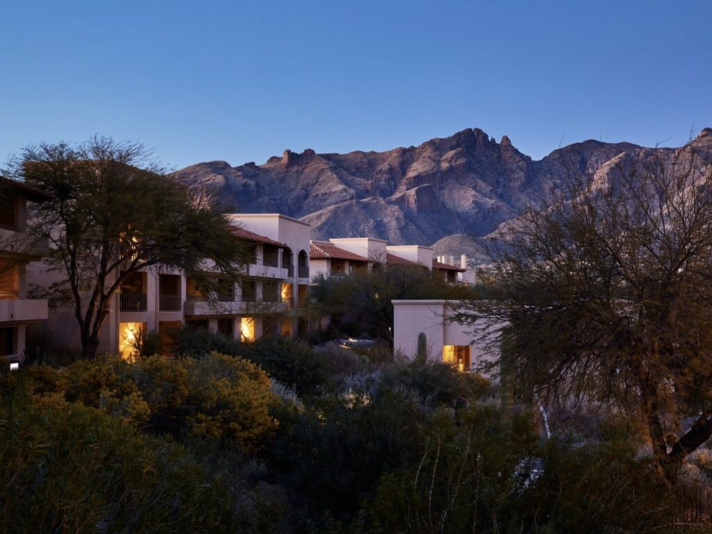 The Westin La Paloma Resort & Spa exterior at dusk.