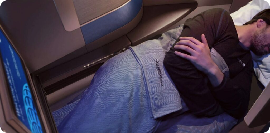 Sleeping in lie flat business class