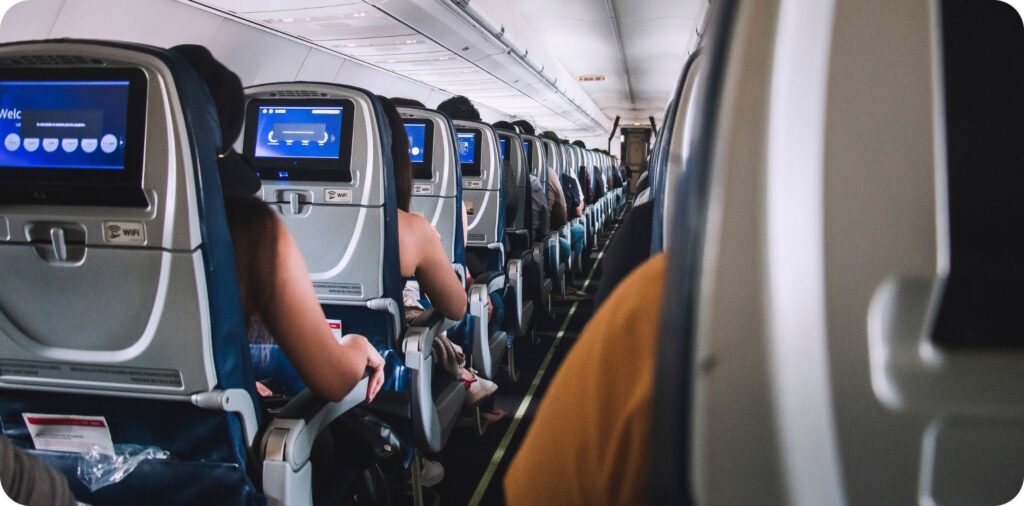 Person sitting on a short haul flight