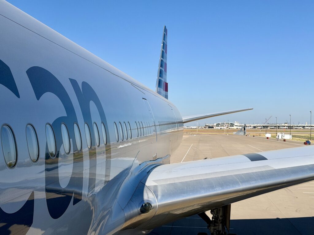 Side view of AA retrofitted 777-300ER.