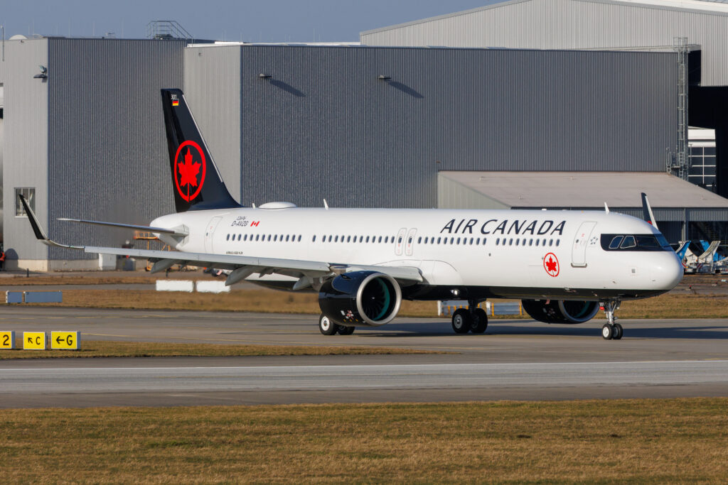 The first Airbus A321XLR for Air Canada C-GXLR at Hamburg Finkenwerder airport