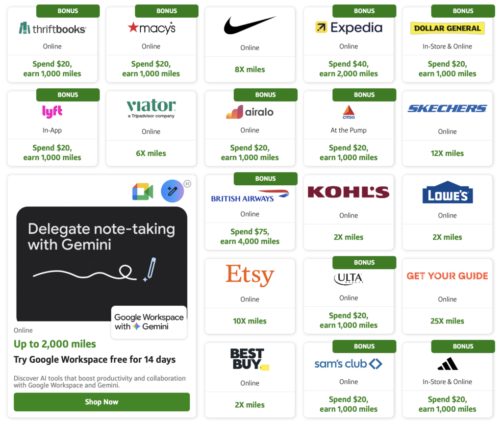 Screenshot of current Capital One Offers.