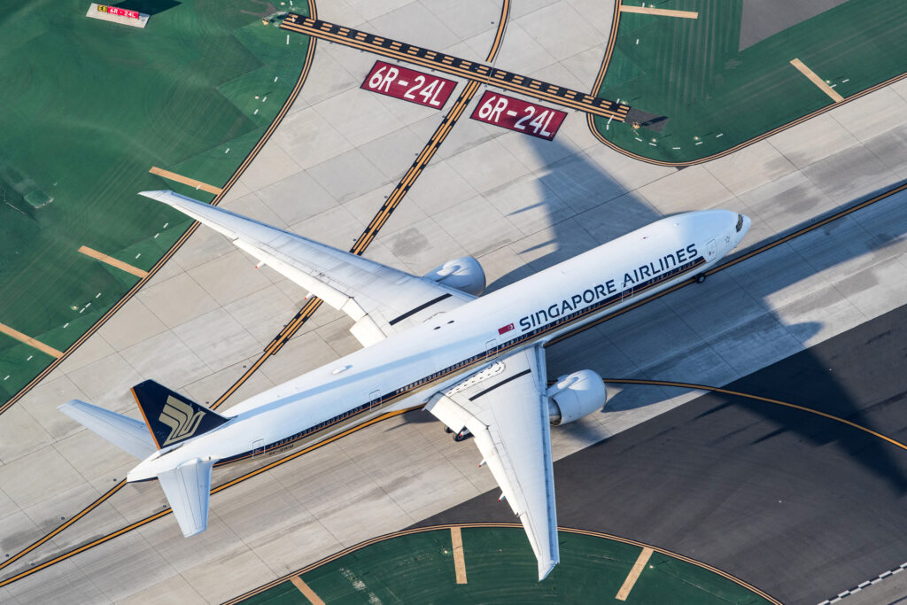 Singapore Airlines Boeing 777-300/ER at Los Angeles Int. Airport. Singapore Airlines Limited is the flag carrier airline of Singapore with its hub at Singapore Changi Airport.